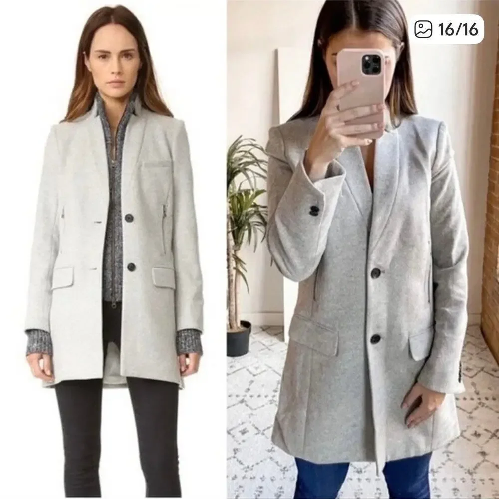 Veronica Beard Light Gray Car Coat Melange Wool Cashmere Size 0
